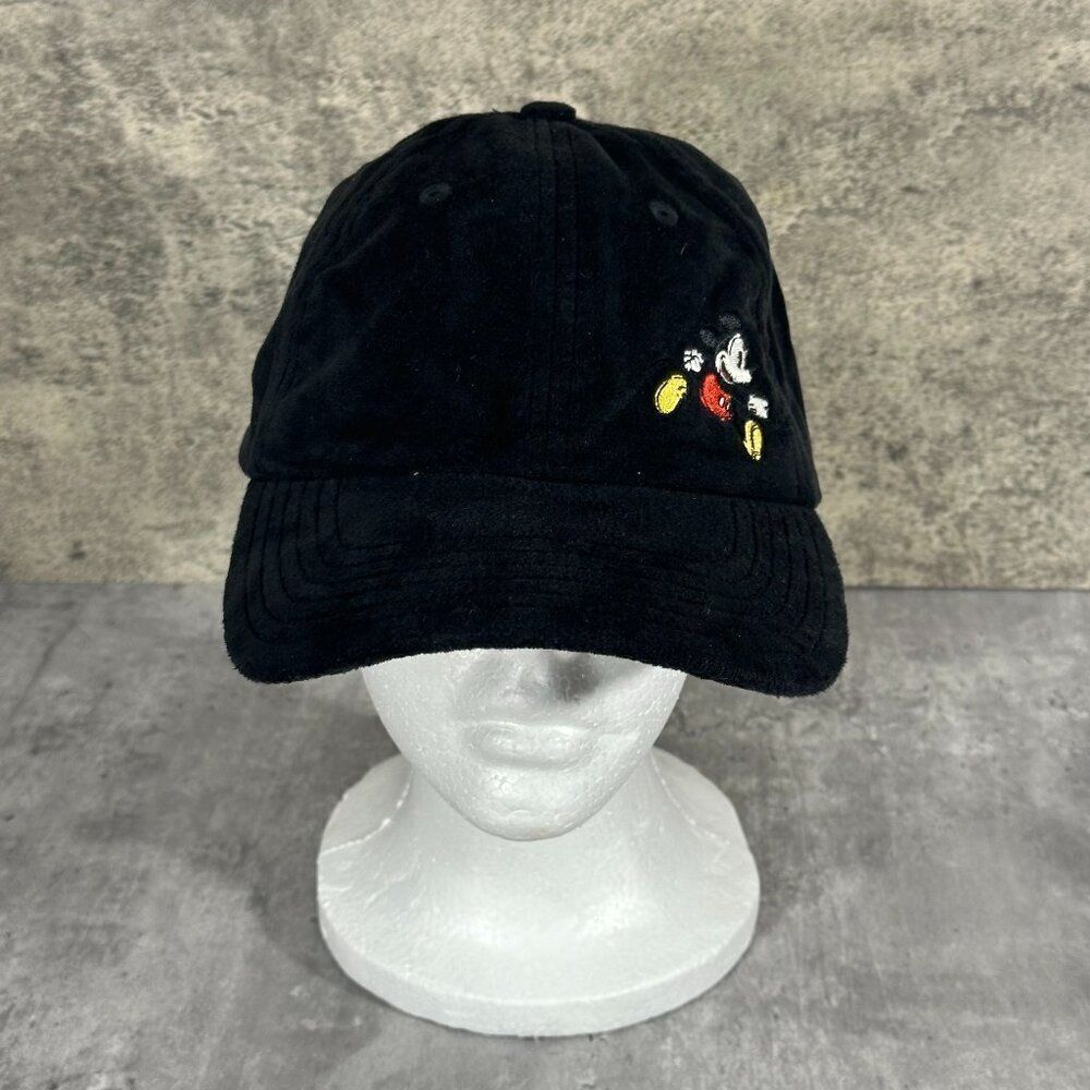 Disney Parks Hat OS Black Embroidered Mickey Mouse‎ Velvet Adjustable Cap